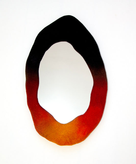 Gradient Black to Orange Flock Mirror