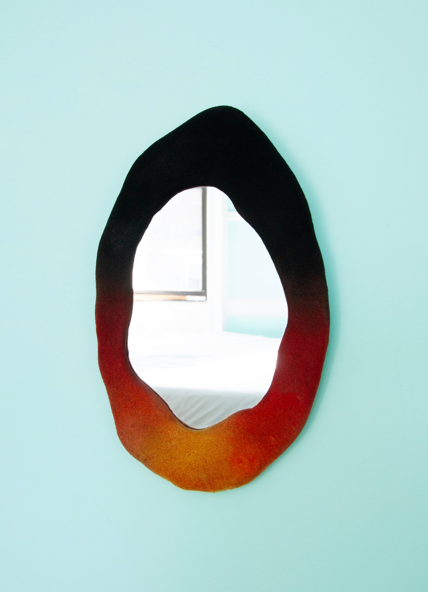 Gradient Black to Orange Flock Mirror